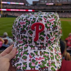 Authentic PHILLIE PHANATIC ADJUSTABLE PHILLIES HAT JOHN KRUK NEW ERA SCATTER CAP